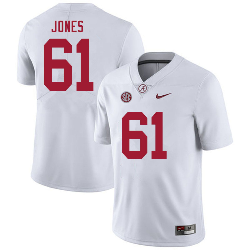 Men #61 Nathan Jones Alabama White Tide College Football Jerseys Sale-White